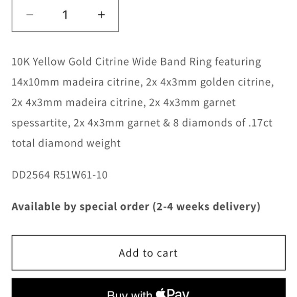 Elegant 10k Gold Citrine Wide Band Ring Size 7 - Picture 9 of 9